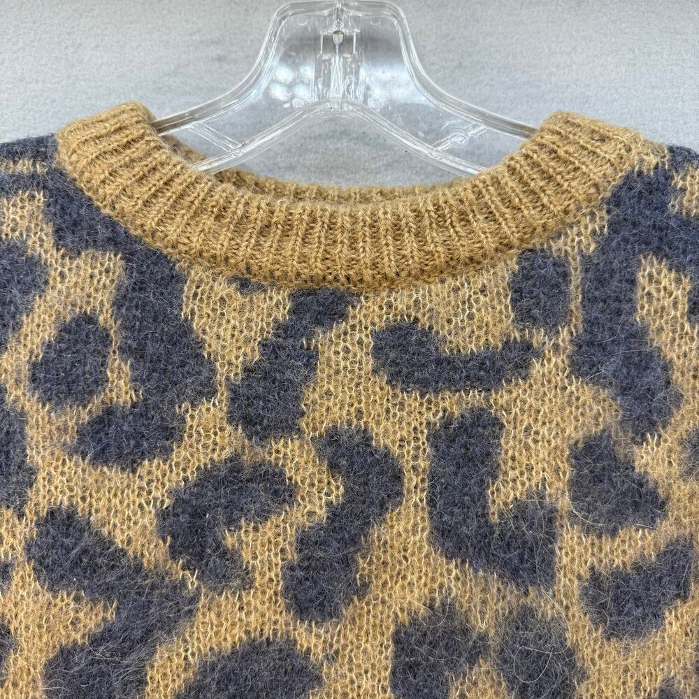 La Maille Cezane Sweater Women's XS Brown Black Cheetah Alpaca Angora Mohair - Picture 4 of 9